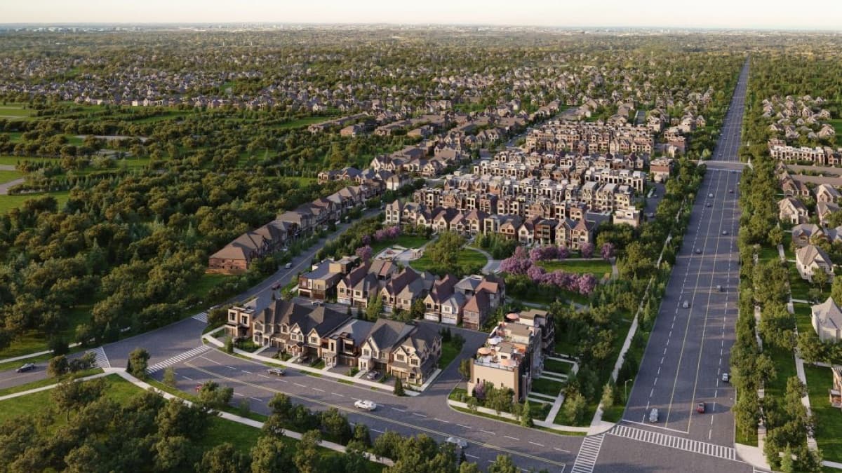 Union Village rendering — Minto low-rise townhome community in Markham